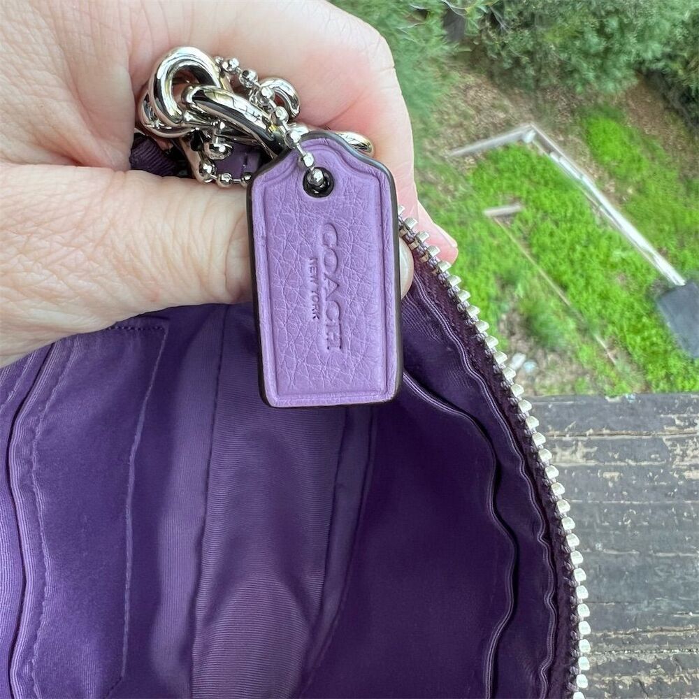 COACH Purple Pebble Leather Shoulder Bag Clutch w Silver Hardware AUTHENTIC - Picture 9 of 9